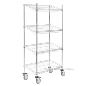 18 "D X 36 " W X 60 "H Canasta de alambre inclinada Estantes Estantes Almacenamiento de exhibición de frutas